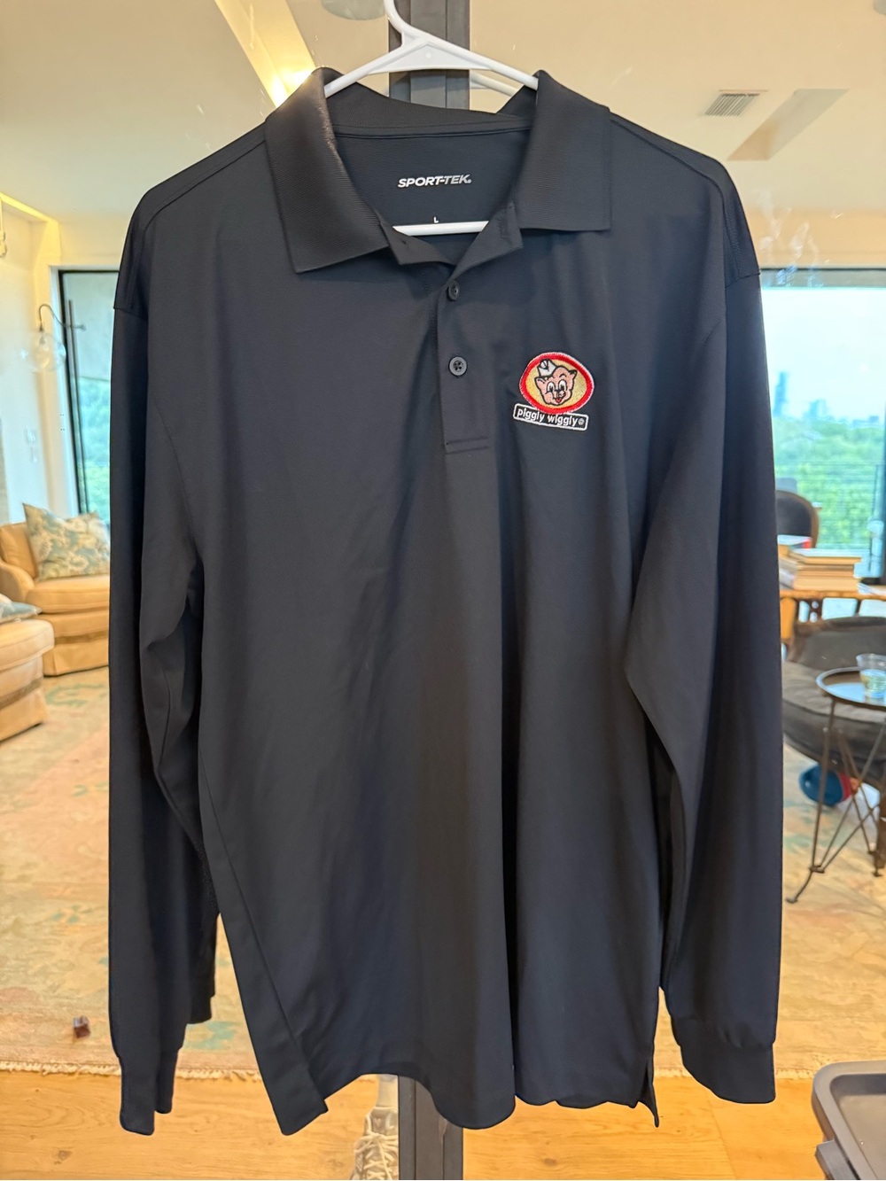 Sport-Tek Piggly Wiggly Men's Black Long-Sleeve Polo